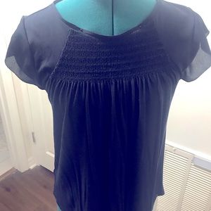 Navy Blue Blouse - Chiffon Sleeves
